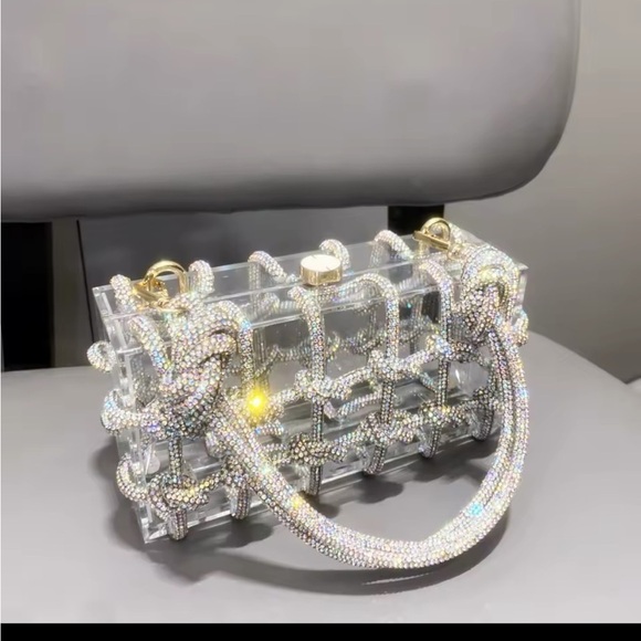 Handbags - Gold and Silver Transparent Clutch with Industrial Design